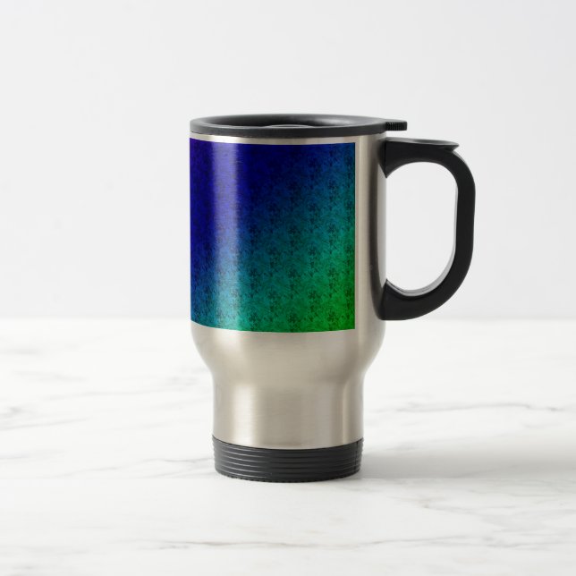 Mug De Voyage Flore bleu vert arc-en-ciel dégradé Mélange diagon (Droit)