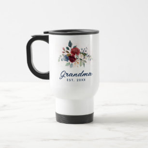 Mug De Voyage Flore Élégant Script Grandma Personnalisé