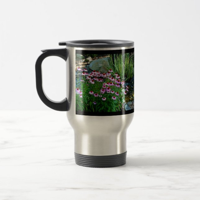 Mug De Voyage Flux de jardin avec fleurs violettes (Gauche)