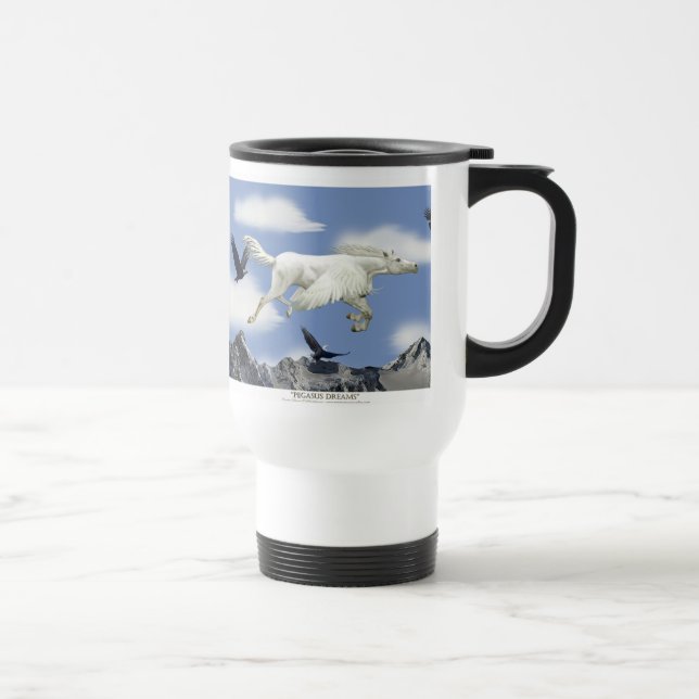 Mug De Voyage Flying Pegasus, Eagles & Mountains Imaginaire Art (Droite)