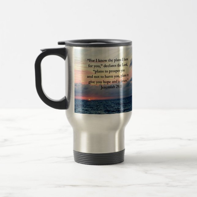 MUG DE VOYAGE FOI À JEREMIAH 29:11 SUNRISE VERSE (Gauche)