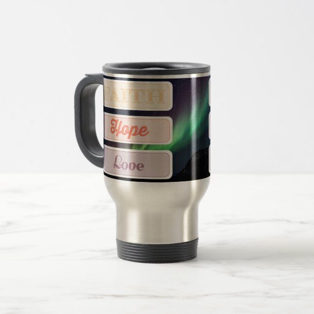 Mug De Voyage Foi, Espoir, Amour (Devant gauche)