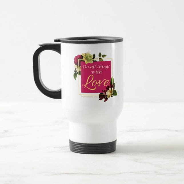 Mug De Voyage Foi Femmes Floral : Faites toutes les choses avec  (Gauche)