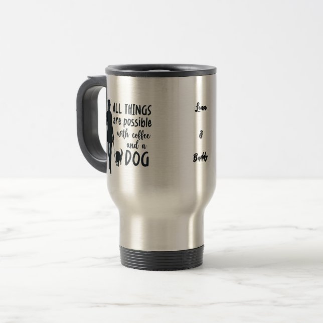Mug De Voyage For coffee and dog lovers: customizable (Devant gauche)