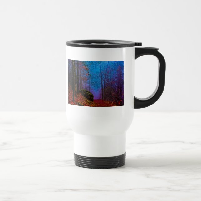 Mug De Voyage Forêt peinte automne pourpre brouillard (Droite)