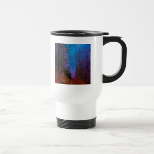 Mug De Voyage Forêt peinte d'automne brume violette