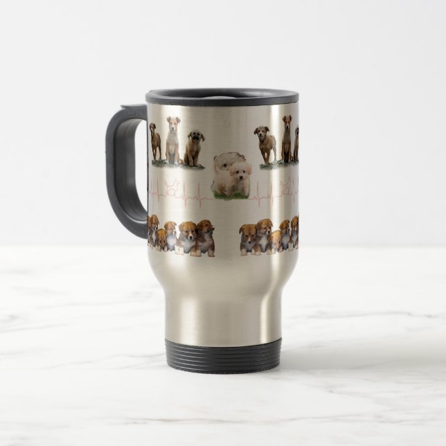Mug De Voyage Forfait Chiens, Forfait Chiens Amoureux (Devant gauche)