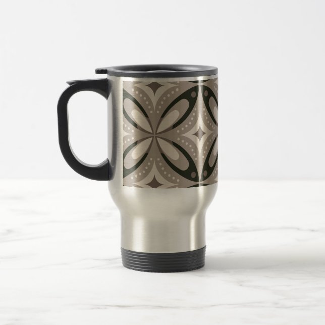 Mug De Voyage Formes circulaires rétro beige et marron (Gauche)