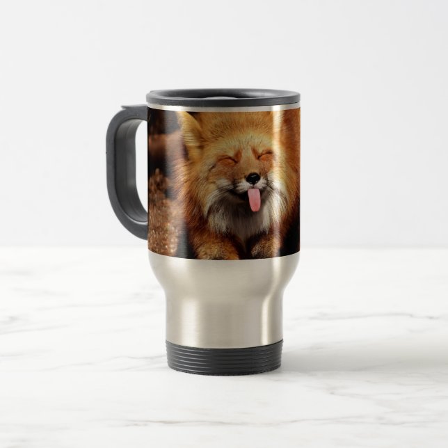 Mug De Voyage Fox Sticking It's Tongue Out (Devant gauche)