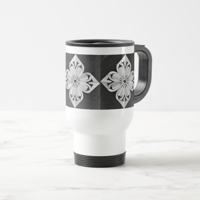 Mug De Voyage Fragment Solaire abstrait Géométrique  (Devant droit)