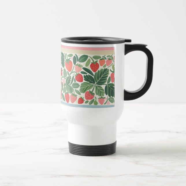 Mug De Voyage Fraises à l'aquarelle délicieuses (Droite)