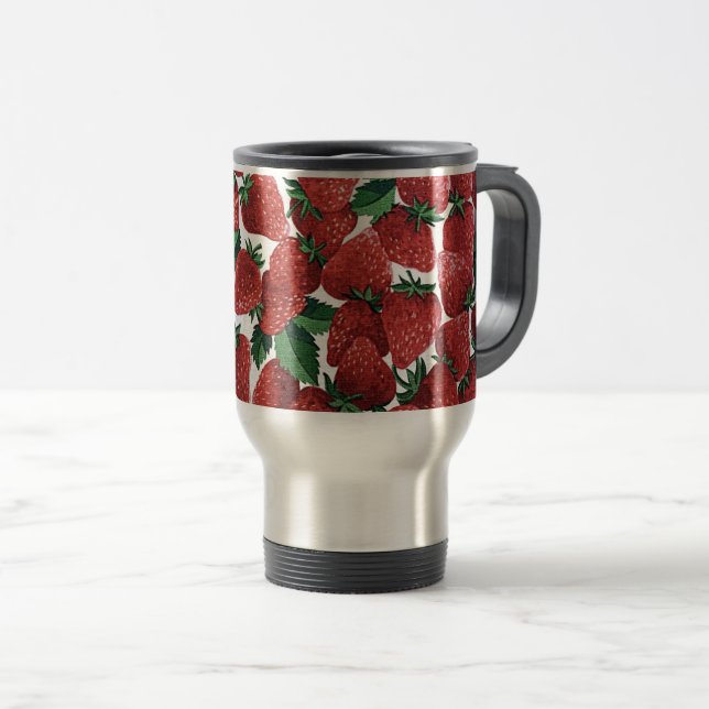 Mug De Voyage Fraises et crème (Devant droit)