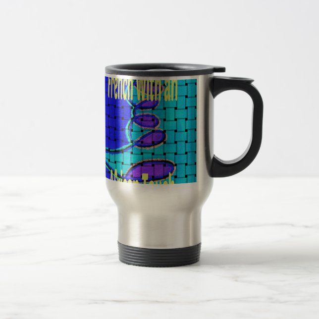 Mug De Voyage Français Bleu Africain Tissé Abstrait violet forme (Droit)