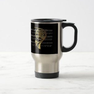 Mug De Voyage French Horn avec Partition Music ~ Arrière - plan 