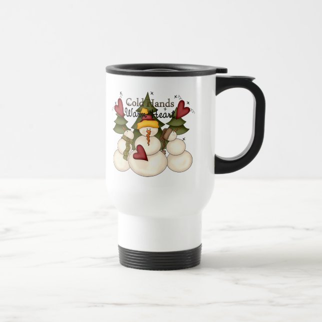 Mug De Voyage Froid Mains Chaud Coeur Chaud Snowman Voyage Mug (Droite)