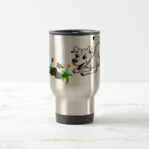 Mug De Voyage Frühlingserwachen, Welpe mit Schmetterling
