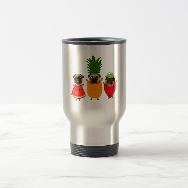 Mug De Voyage Fruit amusant Carlin mignon chien cadeau | Pet Lov (Centre)