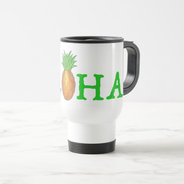Mug De Voyage Fruit d'ananas de l'île tropicale d'Hawaï ALOHA (Devant droit)