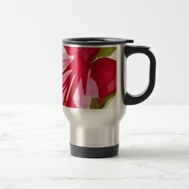 Mug De Voyage Fuchsia pop art watercolour flower (Droit)