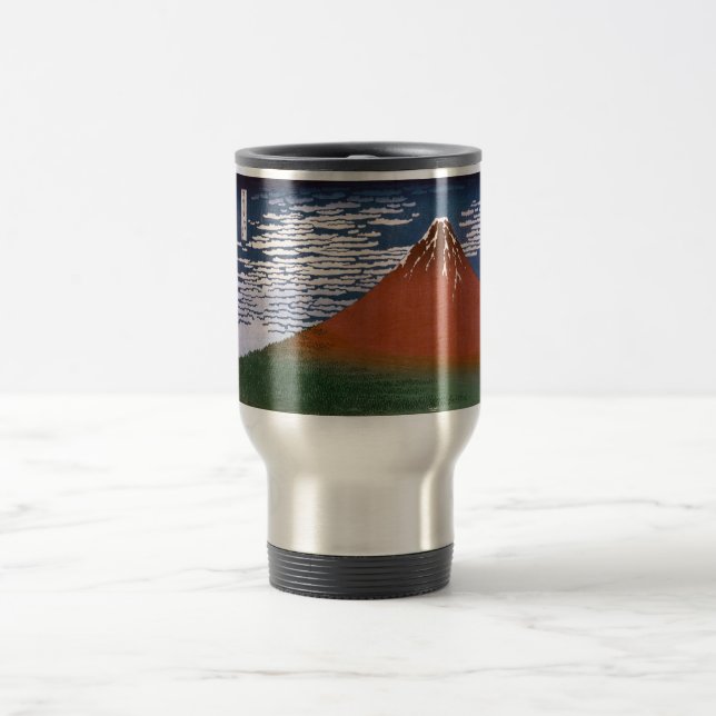 Mug De Voyage Fuji rouge, Aka Fujiyama Volcan Katsushika Hokusai (Centre)