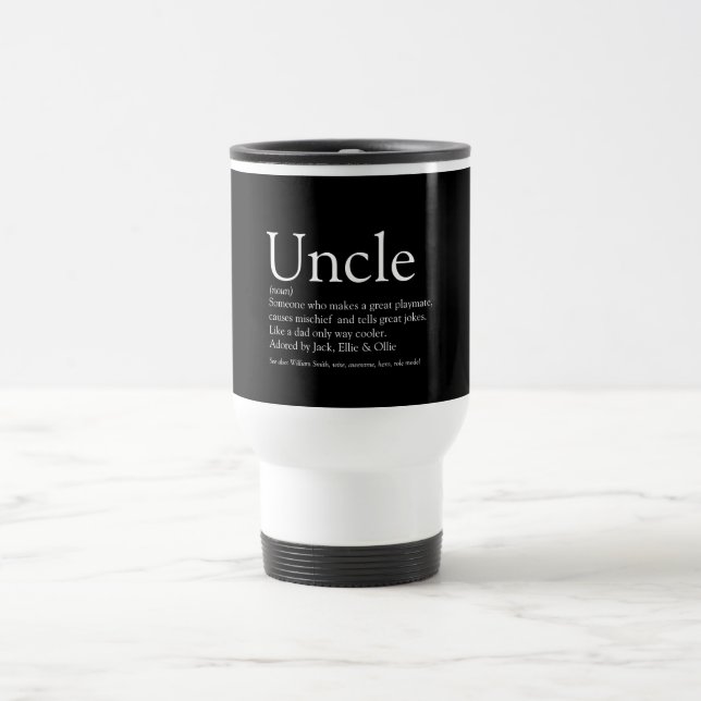 Mug De Voyage Fun Cool Uncle Definition Black and White Fun (Centre)