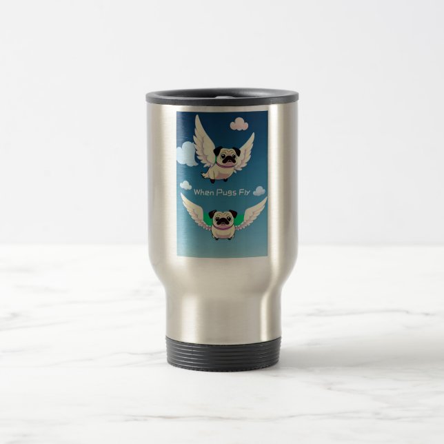 Mug De Voyage Funky Carlin Flly aka When Pigs Fly Adorable (Centre)