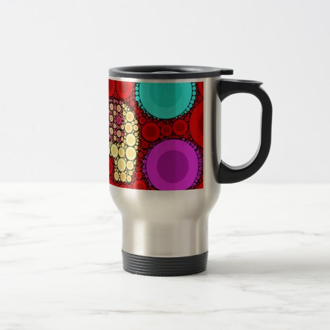 Mug De Voyage Funky Red Elephant Cercles Concentrés Mosaïque (Droit)
