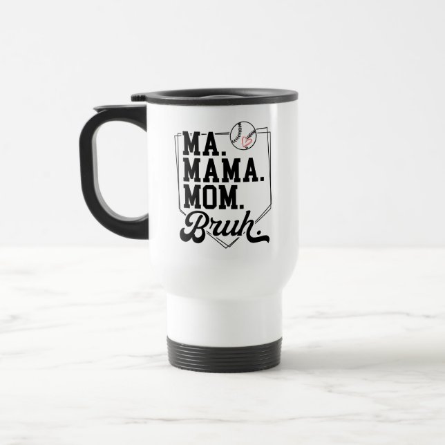 Mug De Voyage Funny Baseball Maman Bruh avec nom et numéro d'équ (Gauche)