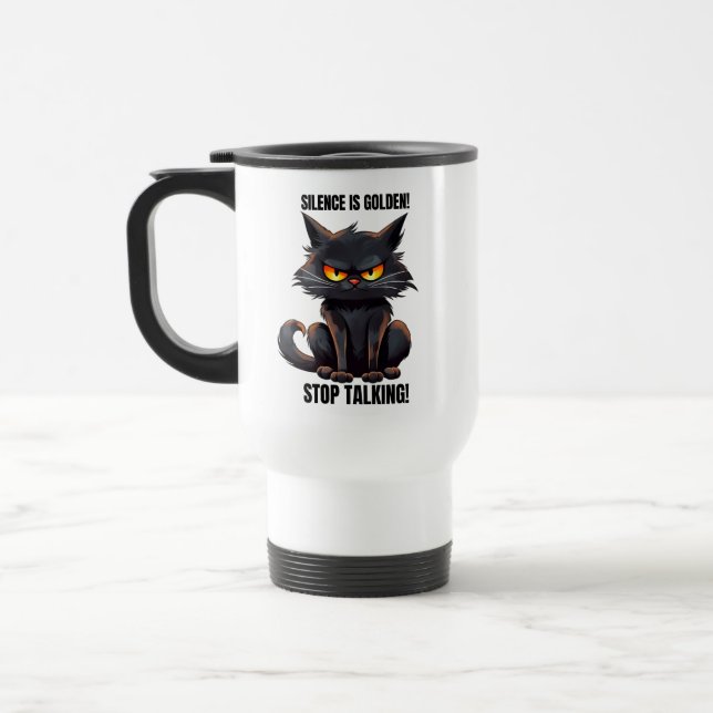 Mug De Voyage Funny golden silence chat sarcasme (Gauche)