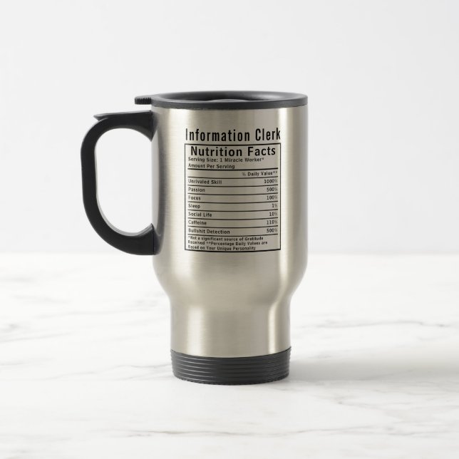 Mug De Voyage Funny Information Clerk Nutrition Facts Staff Gift (Gauche)