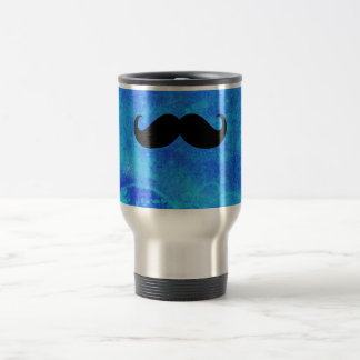 Mug De Voyage Funny Moustache noire sur Arrière - plan bleu Vint