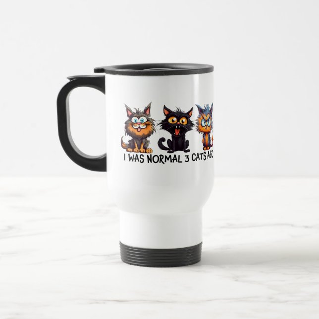 Mug De Voyage Funny normal trois chats (Gauche)