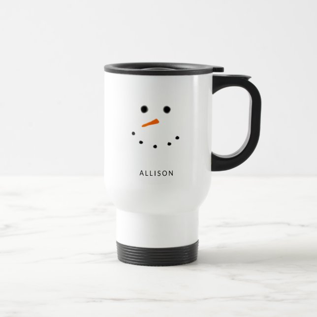 Mug De Voyage Funny Snowman visage personnalisé (Droite)