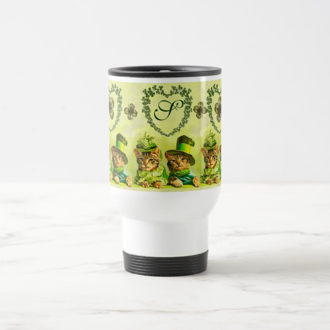 MUG DE VOYAGE FUNNY VIEILLE MODE ST PATRICK'S DAME CHATS, SHAMRO (Centre)