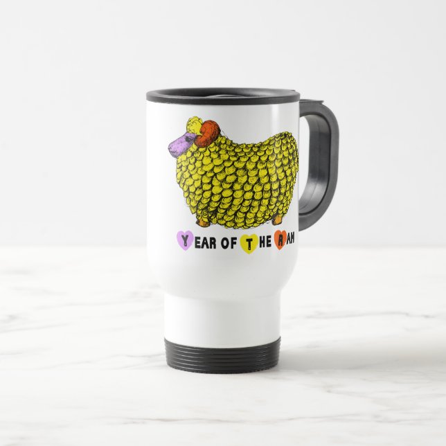 Mug De Voyage Funny Yellow Ram chinois Année Zodiac Anniversaire (Devant droit)