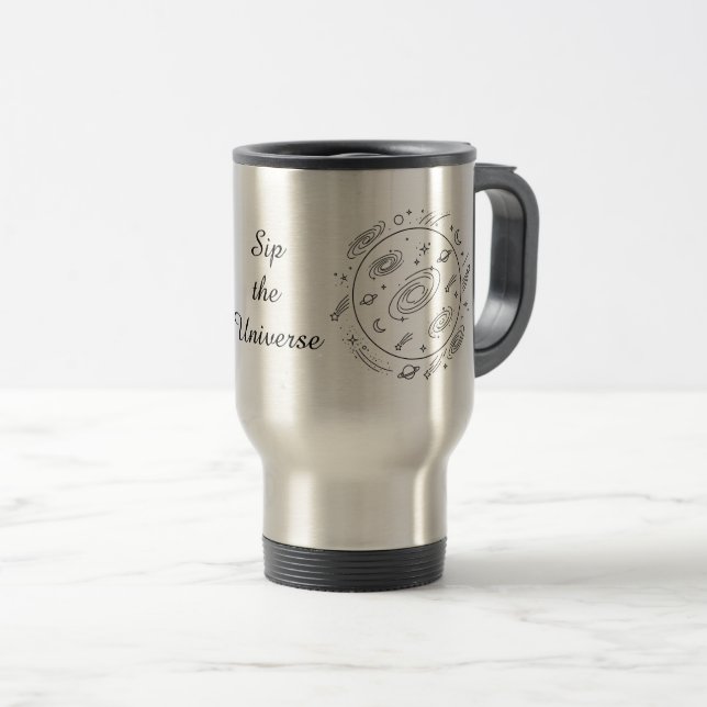 Mug De Voyage Galactic Minimalist Tumbler – Customizable Text  (Devant droit)