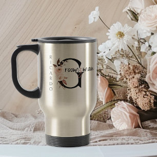 Mug De Voyage Garçon d'honneur à la lettre florale Boho