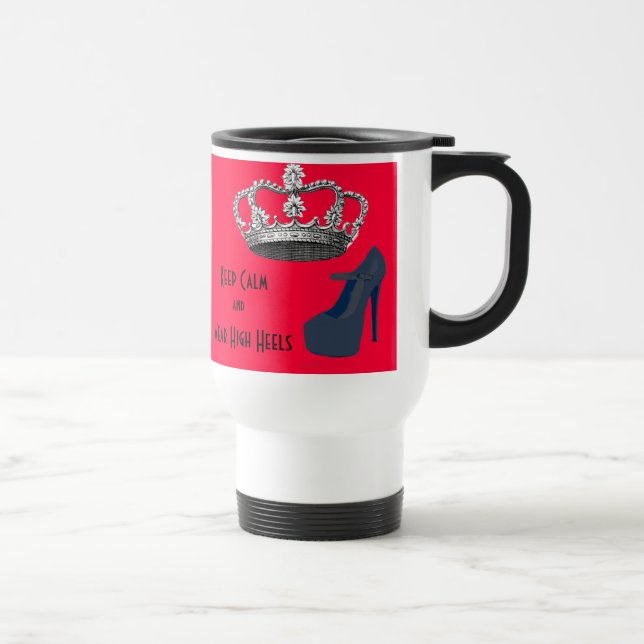 Mug De Voyage Gardez l'arrière - plan calme de rouge de couronne (Droite)
