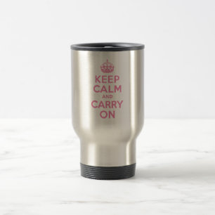 Mug De Voyage Gardez le calme et continuez. Rose-clair. Le