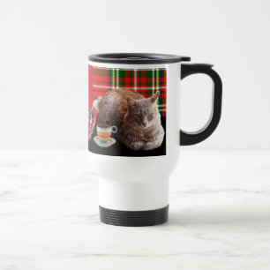 MUG DE VOYAGE "GARDEZ LE CALME ET LA CUISINE SUR", TARTAN ROUGE,