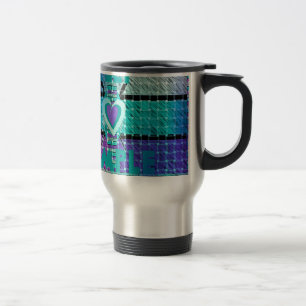 Mug De Voyage Gardez-le simple : Cyan Heart & Clarity Art Motif