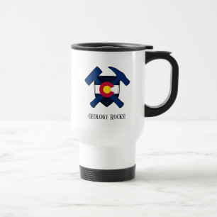 Mug De Voyage "Géologie Rocks" Colorado State Flag Marmer Logo