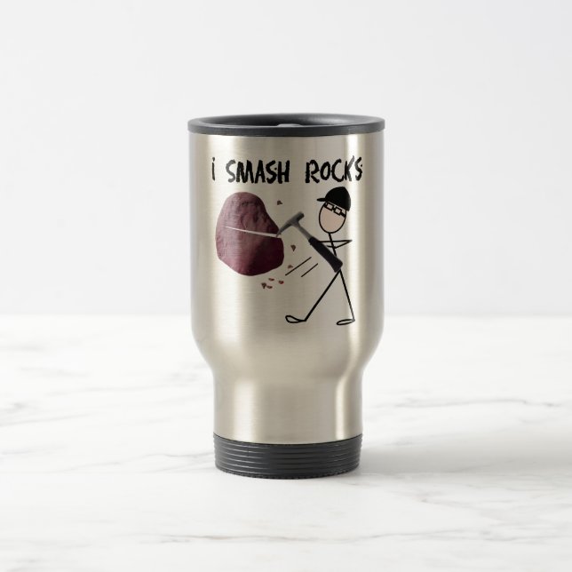 Mug De Voyage Géologue Stickman "I Smash Rocks" (Centre)