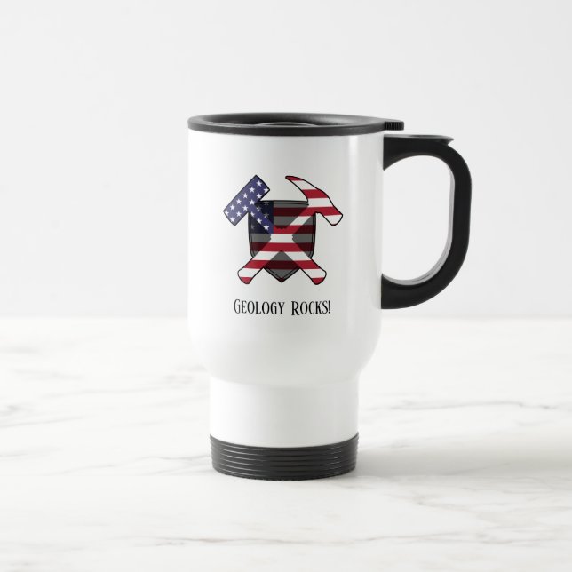 Mug De Voyage "Geology Rocks" Drapeau américain Crossed Hammer L (Droite)