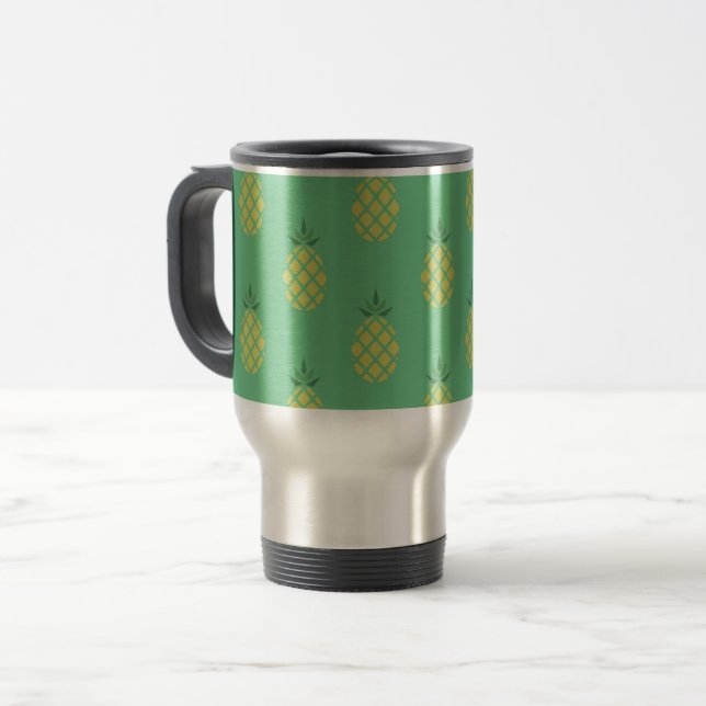 Mug De Voyage Geometric Pineapple Pattern on Green (Devant gauche)