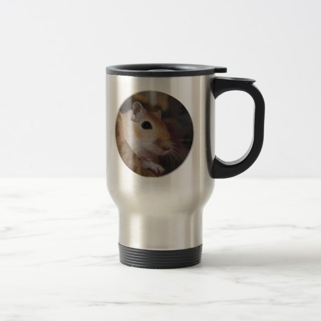 Mug De Voyage Gerbille d'or mignonne d'animal familier (Droit)