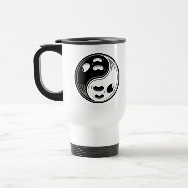 Mug De Voyage Ghost Yin Yang Noir et blanc (Gauche)