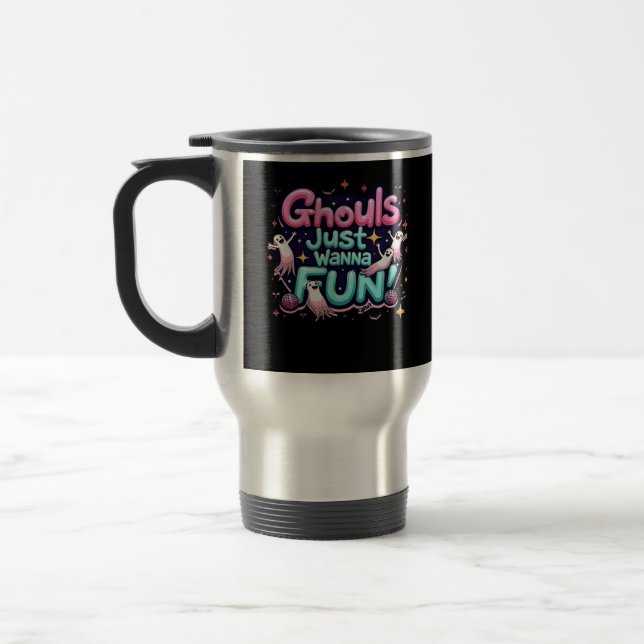 Mug De Voyage Ghouls veut juste s'amuser Halloween Disco Party I (Gauche)