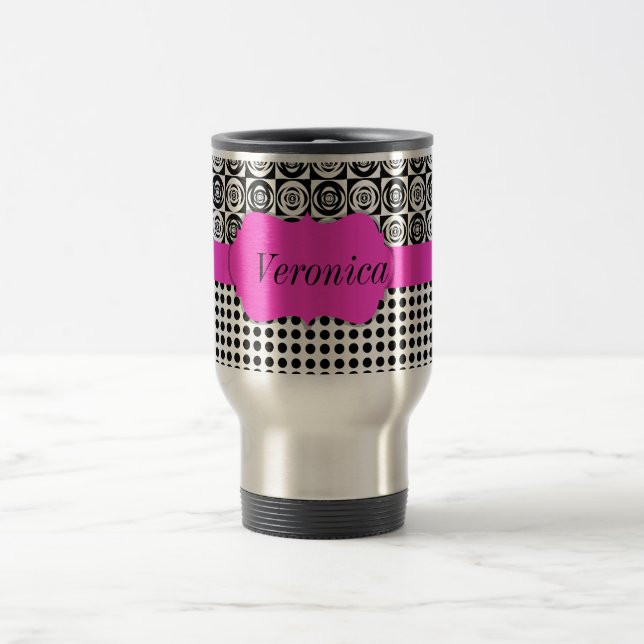Mug De Voyage Glace personnalisée rose chaud (Centre)