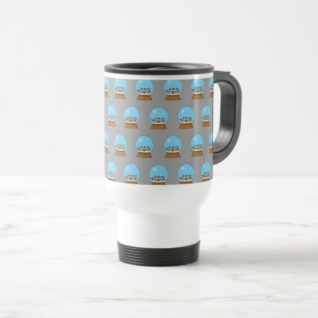 Mug De Voyage Globe des neiges avec trois Chouettes Gnomes (Devant droit)